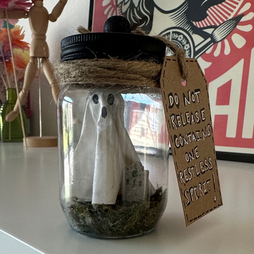 Ghost in a Jar with Twine and Tag
